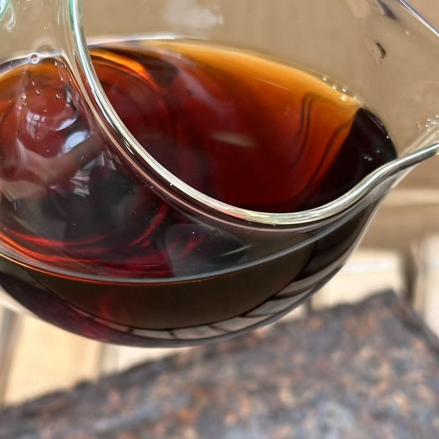 brewed ripe pu-erh tea with clear red color