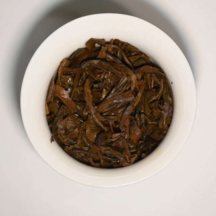 loose leaves from vintage 1995 sheng pu-erh tea