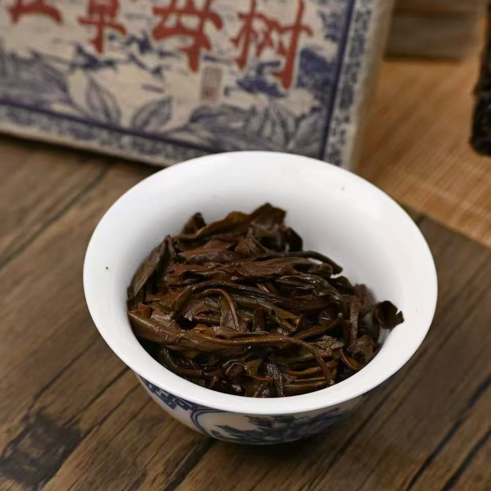 loose leaves from vintage 1999 sheng pu-erh tea